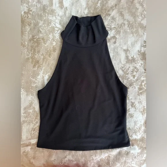 Nordstrom Open Edit Black Mock Neck Tank - Picture 1 of 3